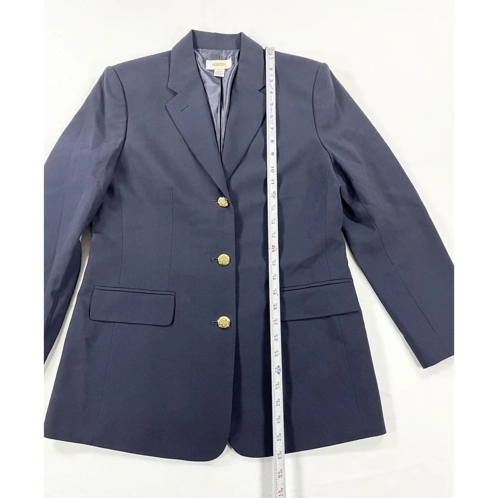 Vintage 90s Talbots Wool Blazer Navy Blue Gold Button‎ Old Money Preppy Womens 8